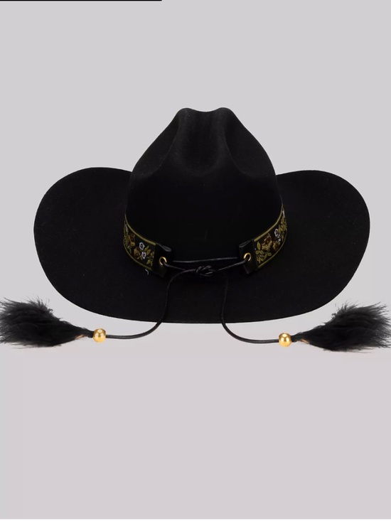 Wrangler\'s Black Wool Felt Embroidered Band Cowboy Hat